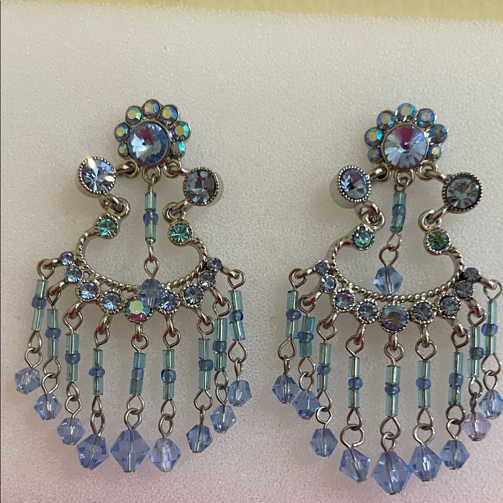 Dazzling Blue and Silver Crystal Earrings